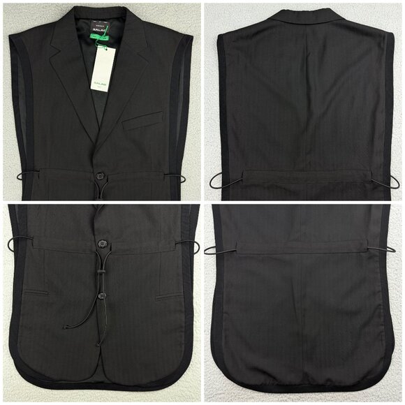 Wear Salad Vest Womens One Size Black Open Side Blazer Jacket Poncho Mens Unisex - Picture 6 of 10